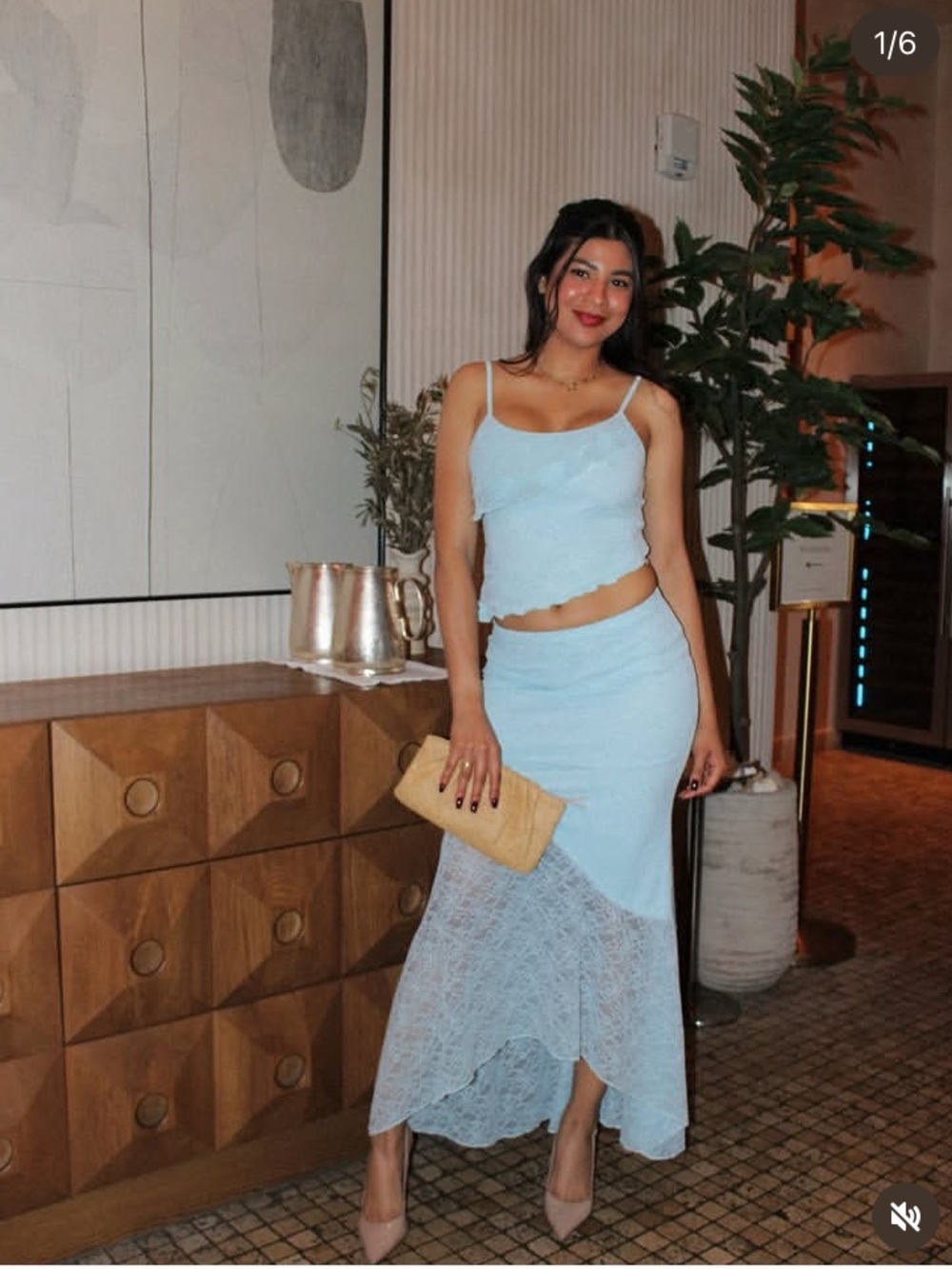 Women 2 Piece Skirt Set Light Blue Small